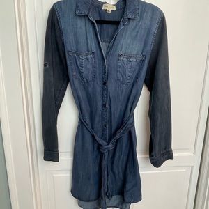 Anthropologie Cloth & Stone belted chambray shirt dress, size M